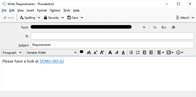 Paste a ReqView URL into an email Paste a ReqView URL into an email