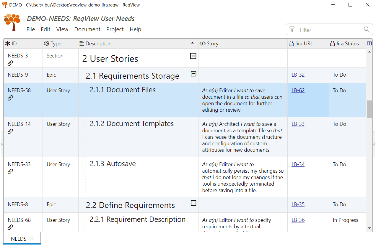 Fetch the URL link and status from exported Jira work items into ReqView Fetch the URL link and status from exported Jira work items into ReqView