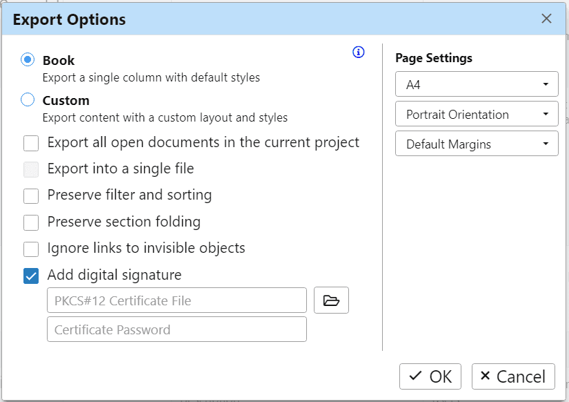 Export digitally signed PDF files from ReqView Export digitally signed PDF files from ReqView