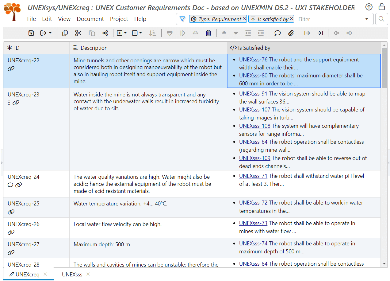 Display custom traceability column 'Is Satisfied By' in ReqView