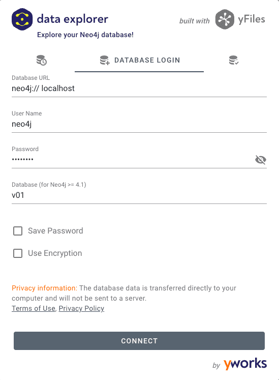 Set up the Data Explorer connection to vO1 database in Neo4j Desktop Set up the Data Explorer connection to vO1 database in Neo4j Desktop