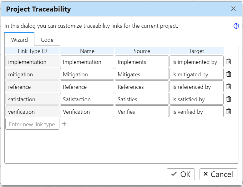 Project Traceability dialog in ReqView Project Traceability dialog in ReqView