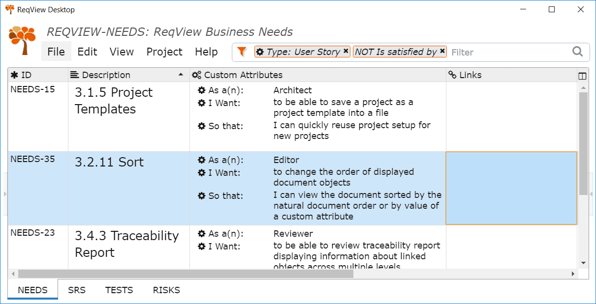 Filter requirements with coverage gaps Filter requirements with coverage gaps