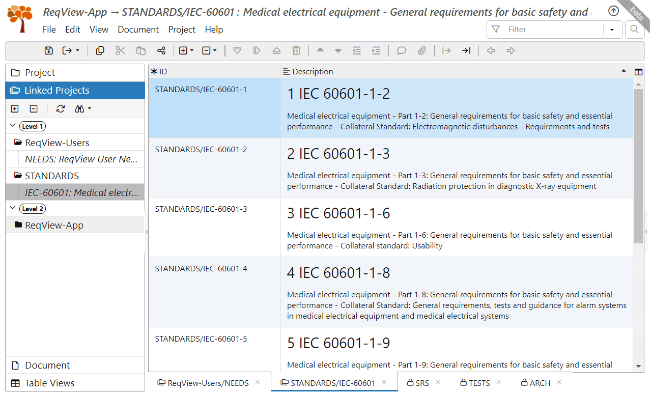 Group linked projects by levels in ReqView Group linked projects by levels in ReqView