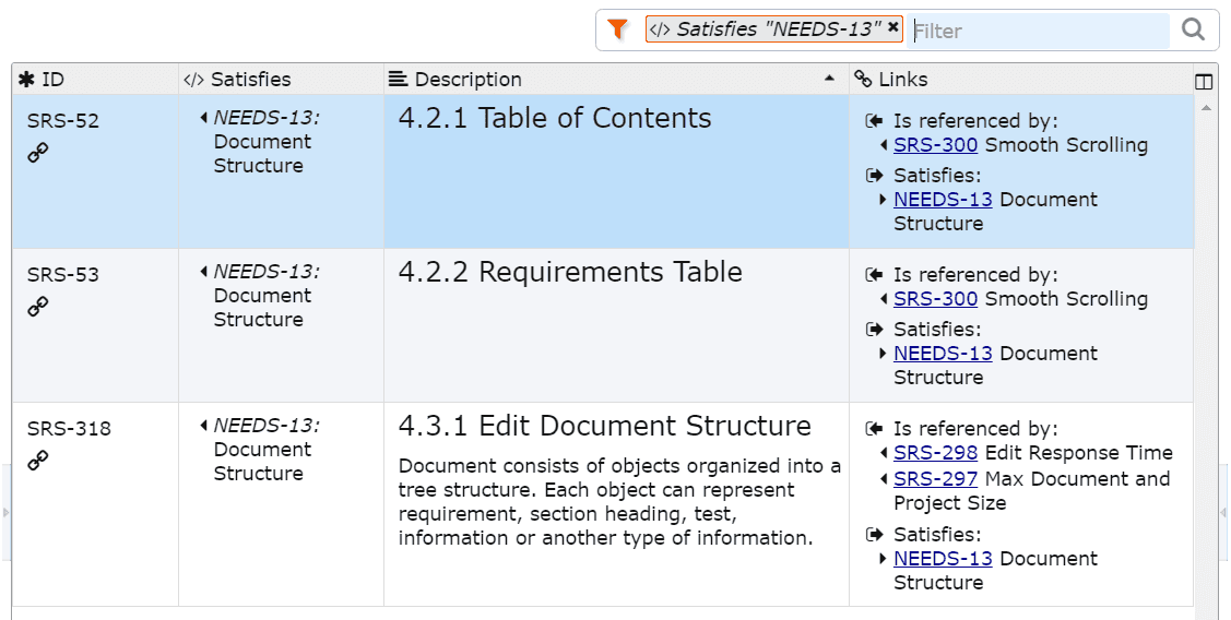 Filter requirements by template column Filter requirements by template column