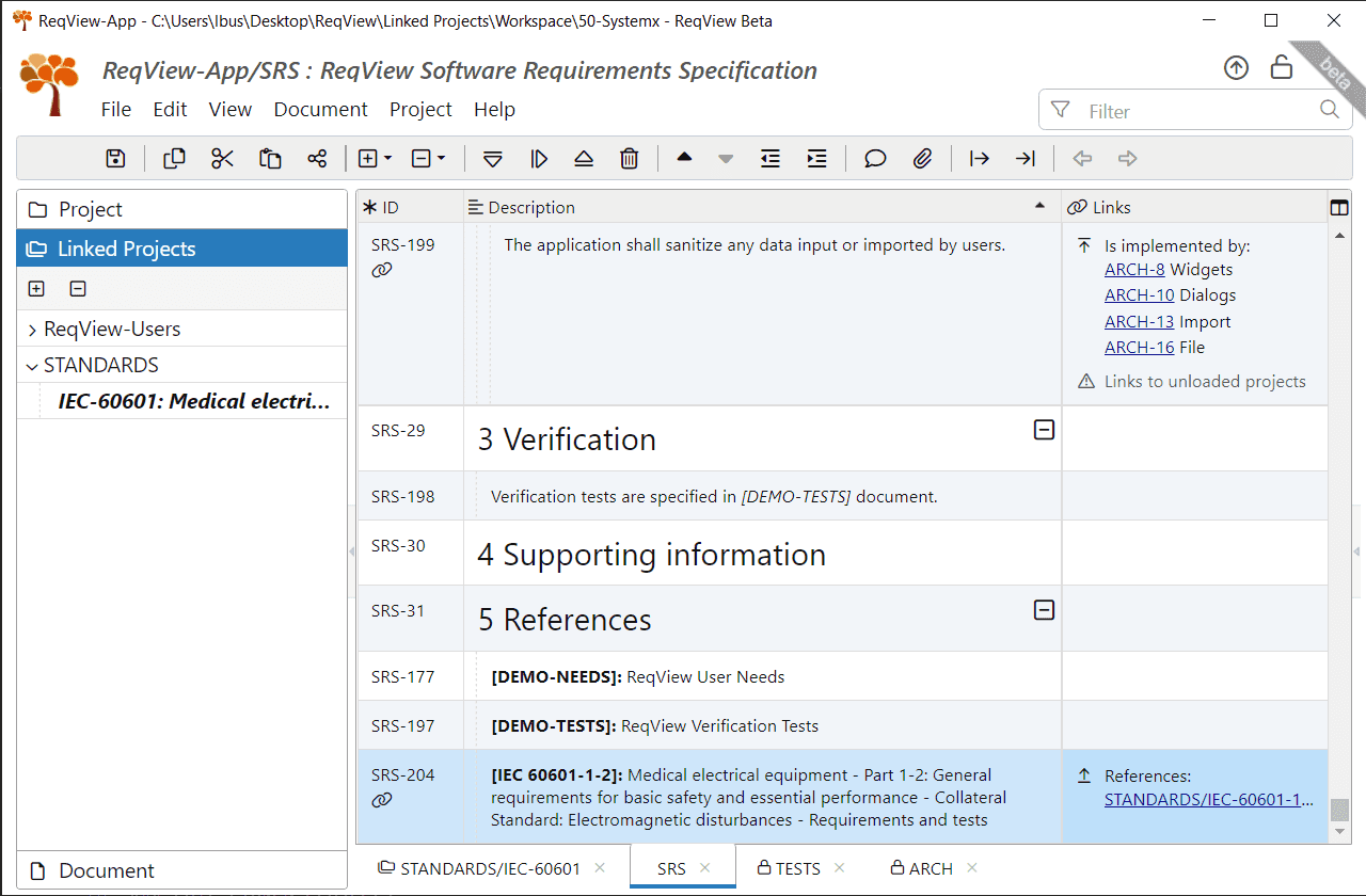 Display traceability links between projects in ReqView Display traceability links between projects in ReqView