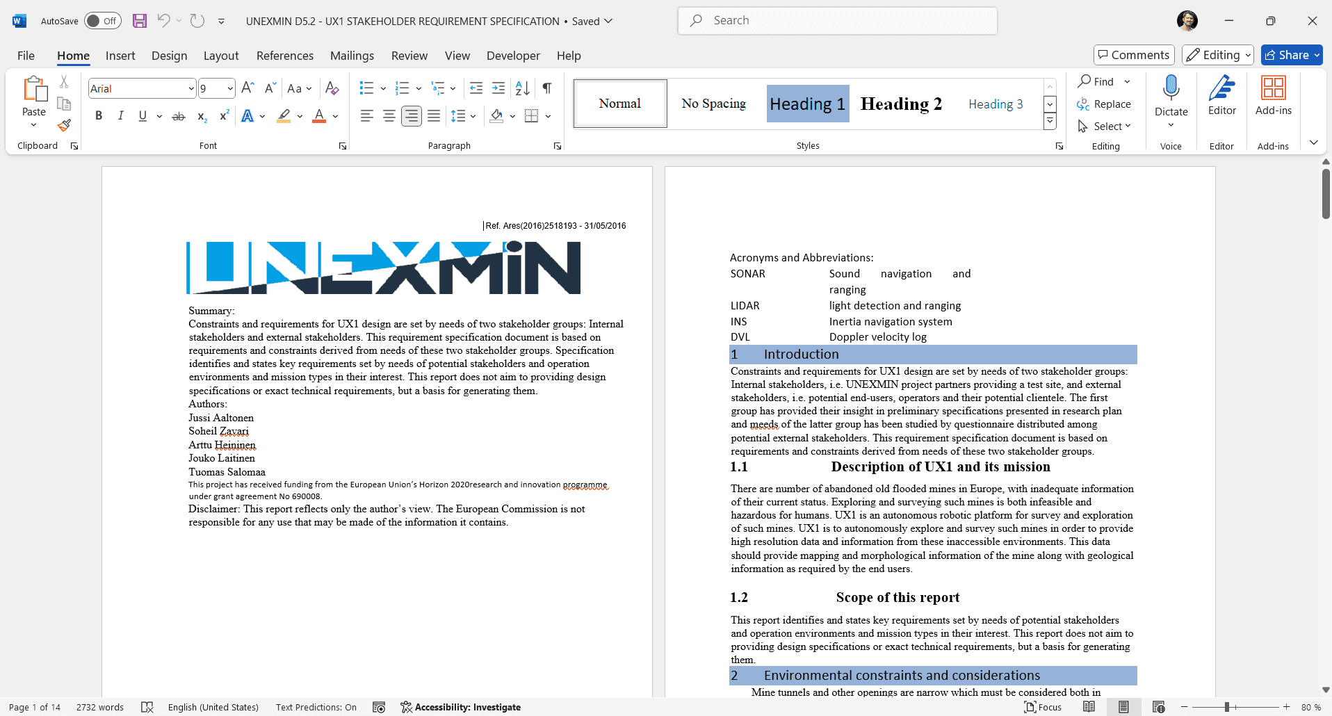 UNEX Stakeholder Requirements Specification in DOCX format to be imported to ReqView UNEX Stakeholder Requirements Specification in DOCX format to be imported to ReqView